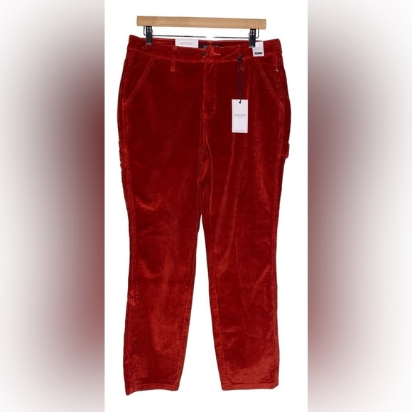 NWT Judy Blue Ankle‎ Straight Corduroy Pants High Rise Cropped Rust Red Plus 29W - Picture 1 of 13